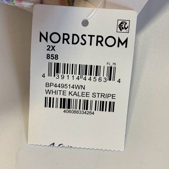 Nordstrom BP Women's White Kalee‎ Stripe Cotton Rib Knit Ringer Tank Size 2X NWT - Picture 7 of 12